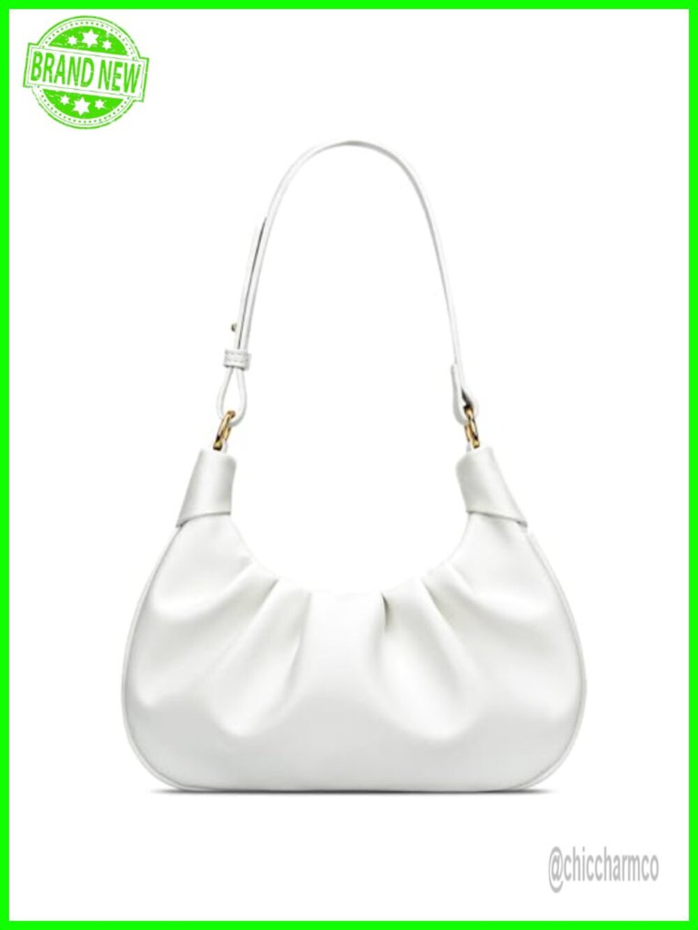 Leather Hobo Shoulder Bag Ruched Crescent Mini Underarm Purse